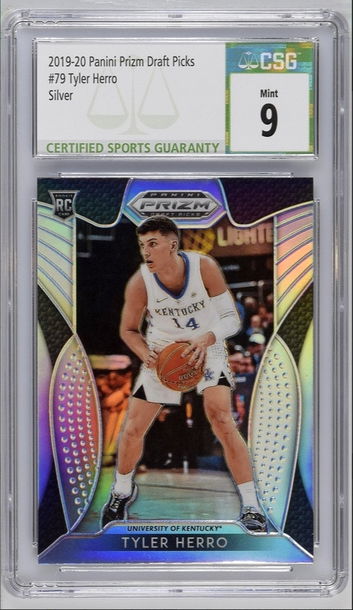 2019-20 Panini Prizm Draft Picks Silver Tyler Herro Rookie Card #79 CSG 9 Mint