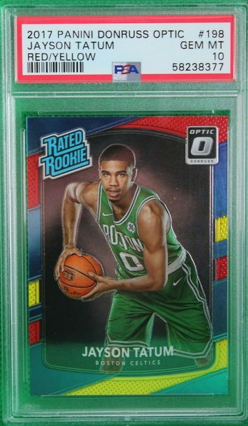 2017 Panini Donruss Optic Jayson Tatum Red & Yellow #198 ROOKIE RC PSA 10 Gem Mint