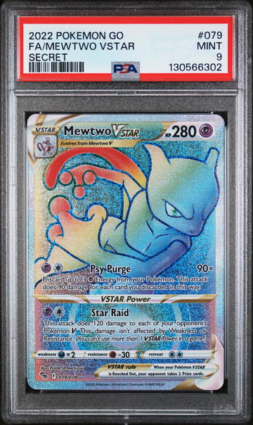 2022 Pokemon Go Secret Rare Mewtwo Vstar #79 PSA 9