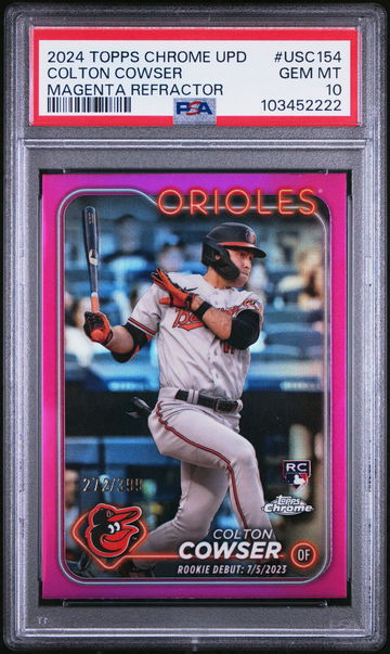 2024 Topps Chrome Update Magenta Refractor Colton Cowser #USC154 RC /399 PSA 10