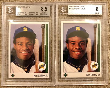 1989 Upper Deck Griffey BGS 8.5 and 8 Lot. 