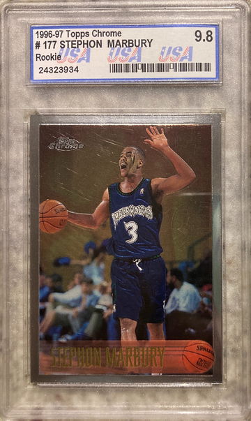 1996 Topps Chrome Stephon Marbury Rookie USA 9.8 PSA 10 Equivalent Resub Low Greening