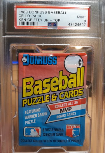 1989 Donruss Baseball Cello Pack Ken Griffey Jr. Rookie RC #33 PSA 9, Pop 1 of 7