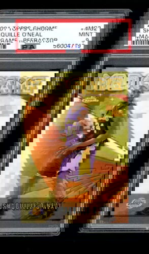 2001 Topps Chrome Shaquille O’Neal Mad Game Refractor #MG2 PSA 9 HOF Lakers