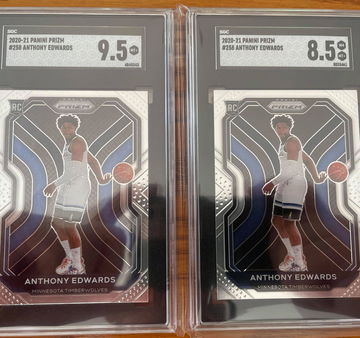 Anthony Edwards Panini Prizm 2020 Base SGC 9.5 and 8.5