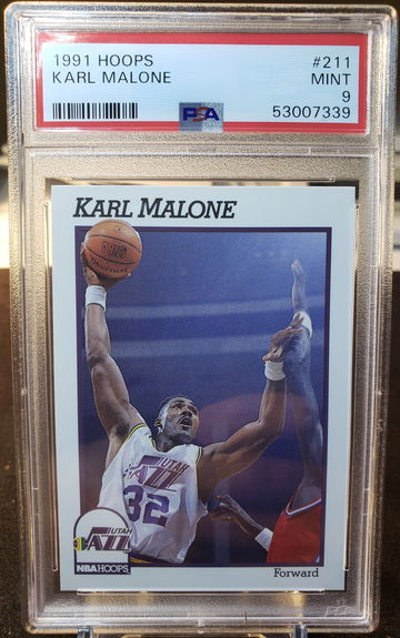 1991 Hoops Karl Malone #211 Mint PSA 9 Utah Jazz