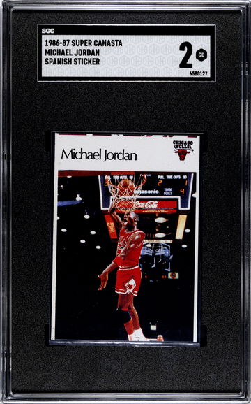 1986 Super Canasta Spanish Sticker Michael Jordan ROOKIE RC SGC 2