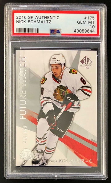 2016-17 Upper Deck SP Authentic Nick Schmaltz #175 RC Rookie Future Watch /999 - PSA 10 Gem! Coyotes