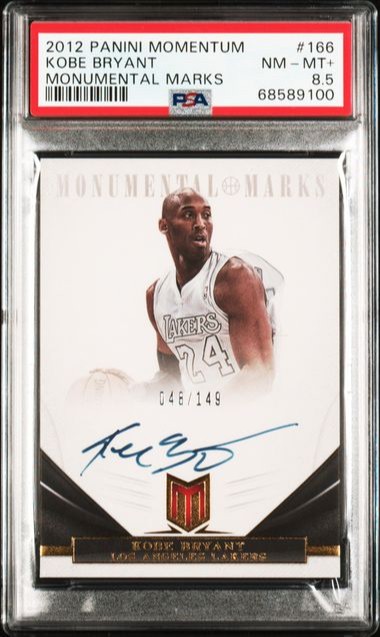 2012-13 Panini Momentum Kobe Bryant Monumental Marks On Card Auto Autograph PSA 8.5 #166  48/149