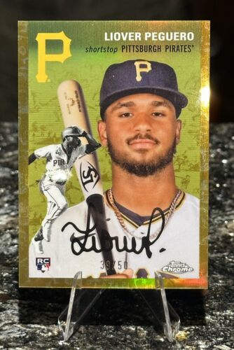 2023 Topps Chrome Platinum LIOVER PEGUERO RC #/50 GOLD TOILE Refractor Pirates