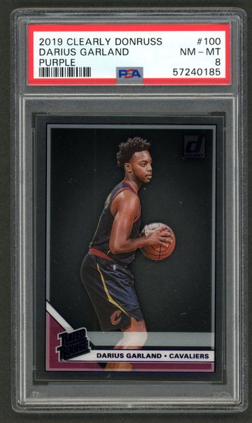 2019-20 Panini Clearly Donruss Rated Rookie Purple Darius Garland #100 PSA 8 NM-MT 