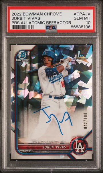 2022 Bowman Chrome Atomic Refractor Jorbit Vivas #CPA-JV Auto /100 PSA 10