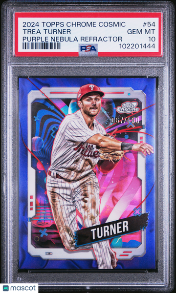 2024 Topps Chrome Cosmic Trea Turner #54 Purple Nebula Refractor PSA 10