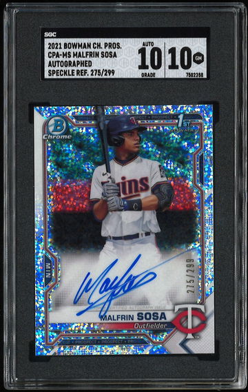 2021 Bowman Chrome Prospects Malfrin Sosa Speckle Refractor Auto /299 SGC 10