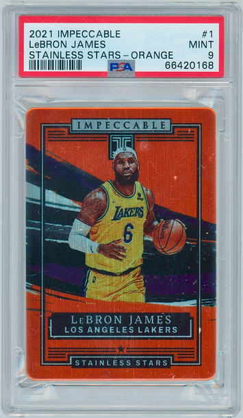 2021 Impeccable #1 Lebron James - Stainless Stars - Orange # /30 (PSA 9) | Lakers (NBA) Basketball SSP