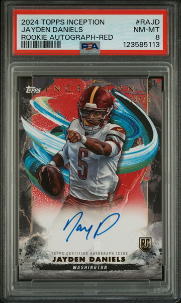 2024 Inception Rookie Autographs Red Jayden Daniels #RAJD /75 PSA 8