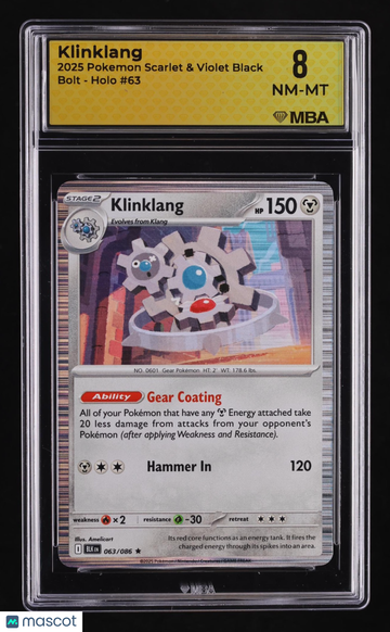 2025 Pokemon Scarlet & Violet Black Bolt Klinklang Holo MBA 8 #63
