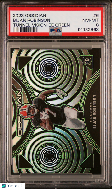 2023 Panini Obsidian Tunnel Vision Bijan Robinson #6 Ee Green PSA 8