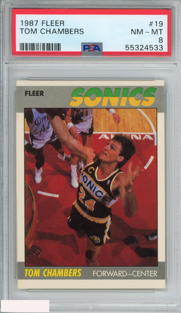 1987 FLEER TOM CHAMBERS #19 SEATTLE SUPERSONICS PSA 8 NM-MT