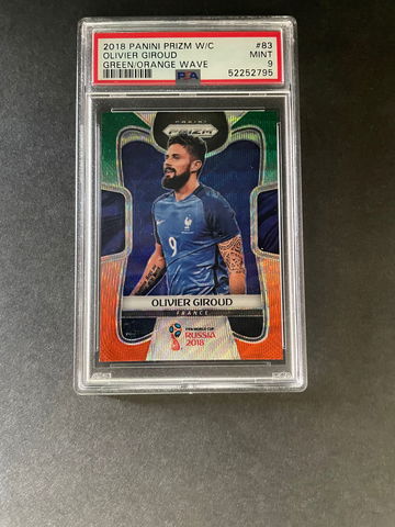 2018 Prizm World Cup Olivier Giroud Green/Orange Wave PSA 9 Mint. POP 1, None Higher