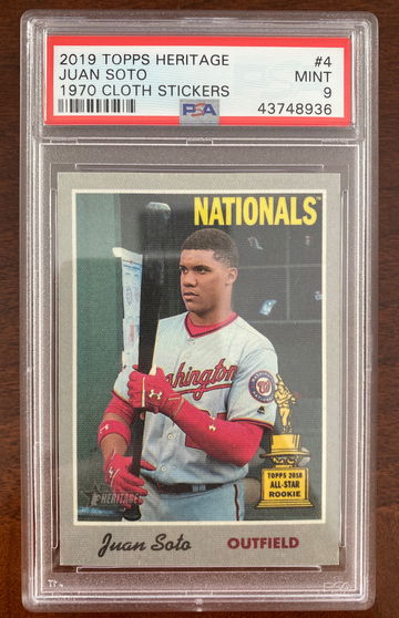2019 Heritage Juan Soto 1970 Cloth Stickers PSA 9