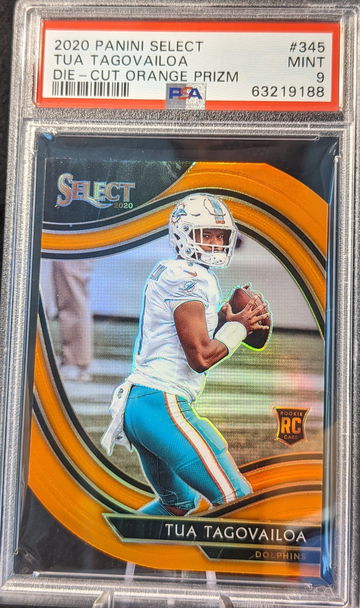 2020 Panini Select Tua Tagovailoa Field Level Orange Die-Cut Prizm PSA 9