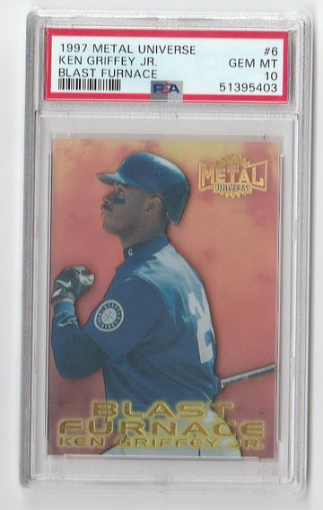 PSA 10 GEM MINT  1997 METAL UNIVERSE KEN GRIFFEY JR BLAST FURNACE #6