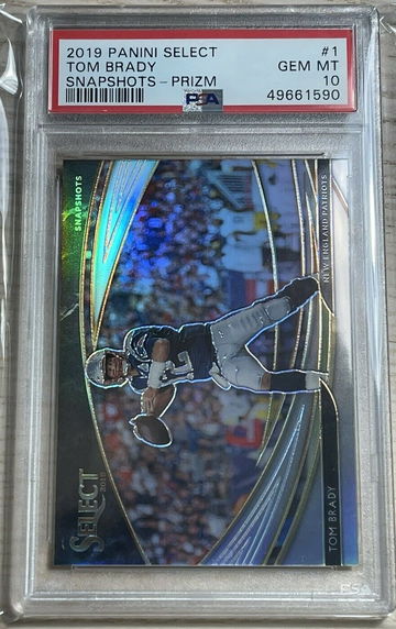 Tom Brady 2019 Panini Select Football Snapshots #1 Patriots Silver Prizm PSA 10