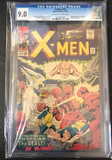 X-Men #15 CGC 9.0 2nd Appearance Sentinels Origin Of the Beast Off White to White Pages