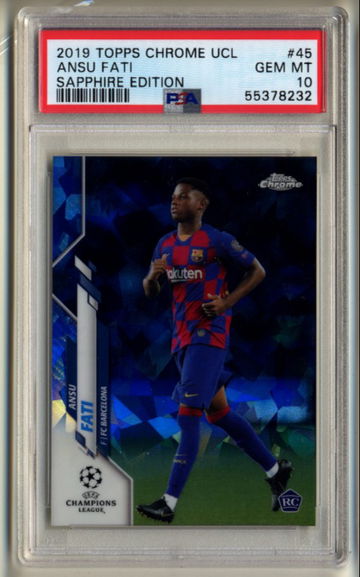 2019 Topps Chrome UEFA Sapphire #45 Ansu Fati PSA 10 Gem Mint RC
