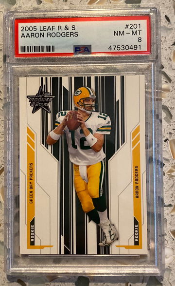 2005 leaf rookies and stars Aaron Rodgers RC PSA 8 /799