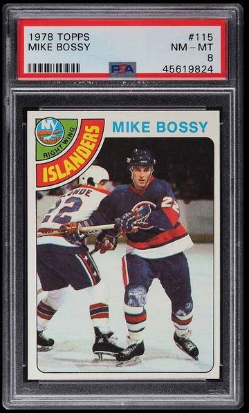 1978 Topps Hockey Mike Bossy ROOKIE RC #115 PSA 8 NM-MT 