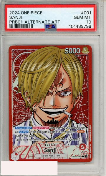 2024 ONE PIECE PRB01-PREMIUM BOOSTER THE BEST- SANJI #001 ALTERNATE ART PSA 10