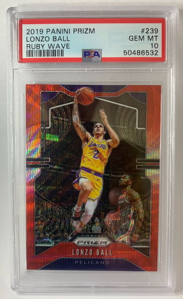 2019 Panini Prizm Lonzo Ball Ruby Wave PSA 10