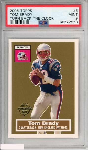2005 TOPPS TOM BRADY #6 TURN BACK THE CLOCK NEW ENGLAND PATRIOTS PSA 9 MINT