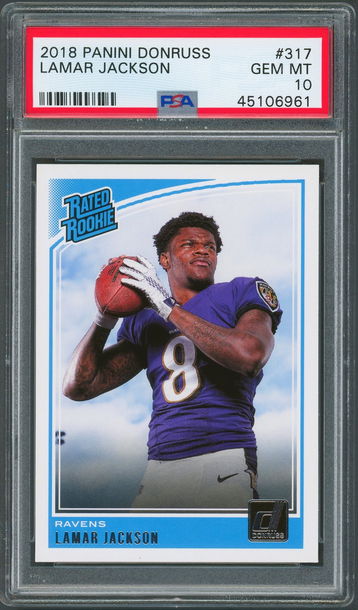 2018 Donruss Lamar Jackson Rated Rookie #317 Baltimore Ravens - PSA Gem Mint 10