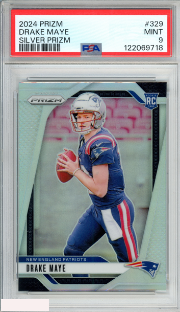 2024 PANINI PRIZM DRAKE MAYE #329 SILVER PRIZM ROOKIE RC PATRIOTS PSA 9 MINT