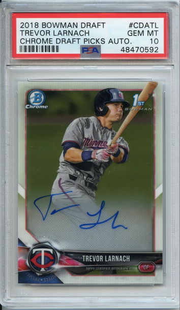 Trevor Larnach Bowman Chrome Draft Auto PSA 10 NEP