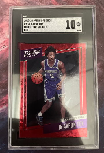 2017-18 Panini Prestige #5 DeAARON FOX MICRO ETCH ROOKIES RED SGC10