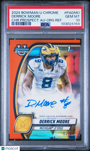 2024 Bowman University Chrome Bowman Chrome Prospect Autographs Derrick Moore #PADMO Chr Prospect Au-Org Ref PSA 10