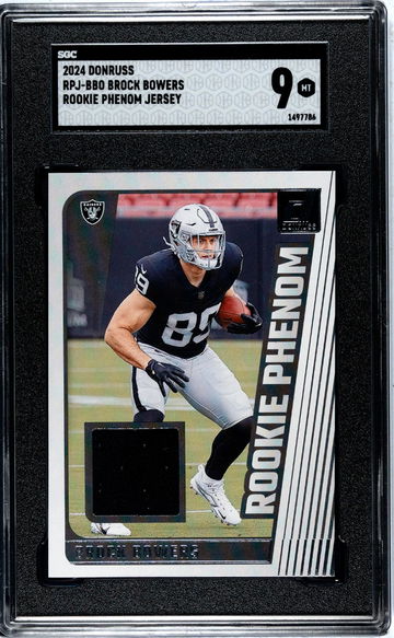 2024 Panini Donruss Rookie Phenom Jersey Brock Bowers #RPJ-BBO SGC 9