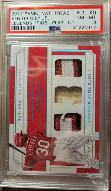 True 1/1 Ken Griffey Jr 2017 Panini NT 3x game used 