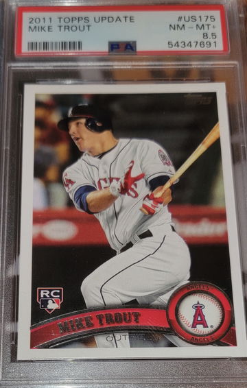 2011 TOPPS UPDATE #US175 MIKE TROUT ROOKIE CARD PSA NM-MT + 8.5 