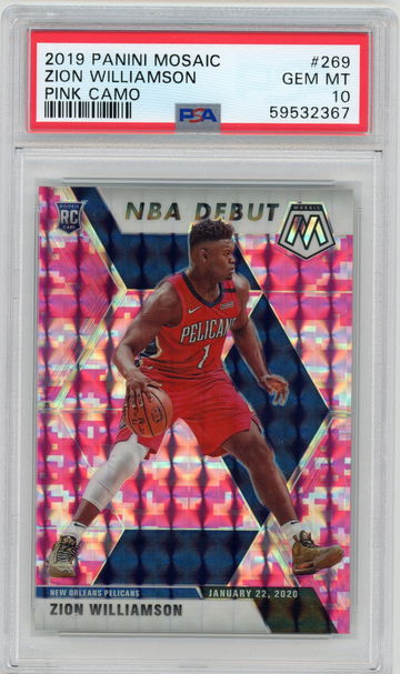 2019 Panini Mosaic Zion Williamson Pink Camo #269 Rookie Card RC PSA 10 GEM MINT Pelicans