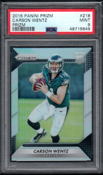 Carson Wentz 2016 Panini Prizm RC Silver Prizm #218 PSA 9