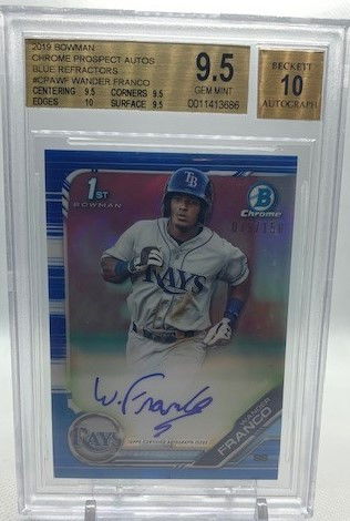 2019 Bowman Chrome Wander Franco Blue Refractor Auto #CPAWF /150 BGS 9.5/10