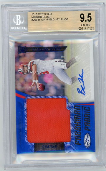 Baker Mayfield 2018 Certified Blue Rookie Patch Auto /50 BGS 9.5/10 Browns