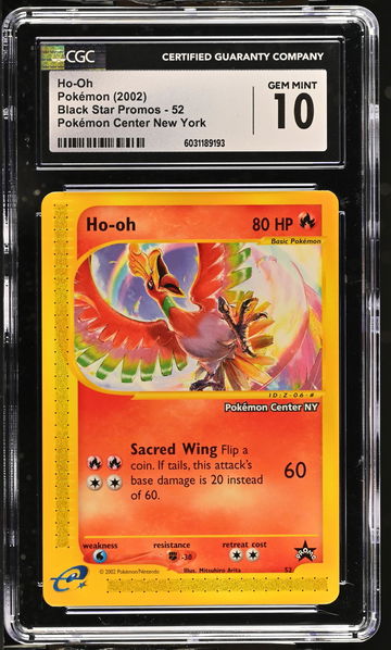 2002 Pokémon Wizards Black Star Promo Ho-Oh #52 Pokémon Center NY CGC 10