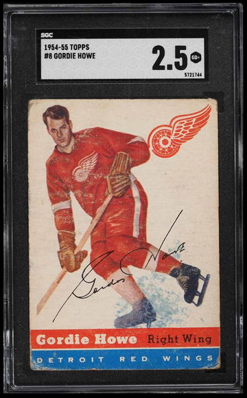 1954 Topps Hockey Gordie Howe #8 SGC 2.5 GD+ 