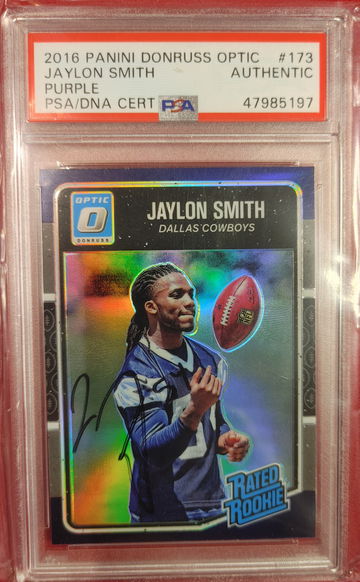 2016 Donruss Optic Purple Rated Rookie Jaylon Smith Autographed 1/299 Produced Dallas Cowboys 